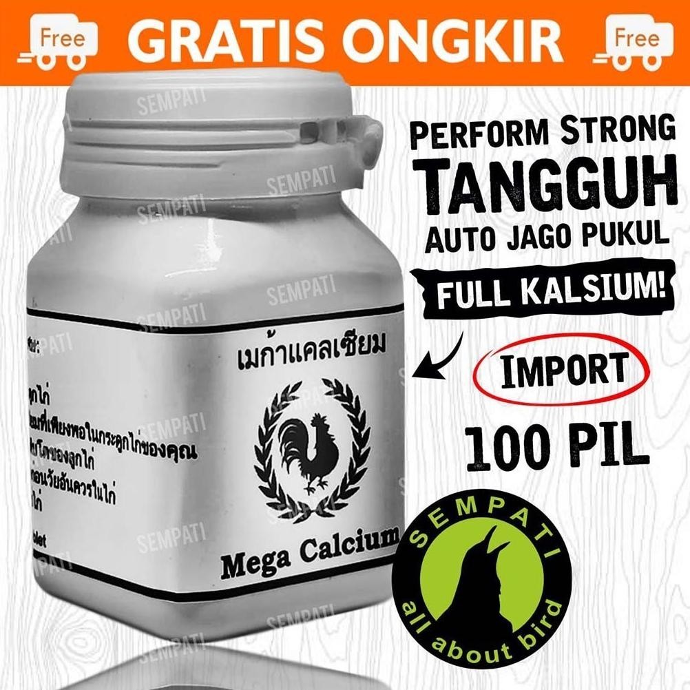 SEMPATI Kalsium ayam Mega Calcium Thai Import Original 100 Capsul Suplemen Kalsium Ayam Jago Aduan M