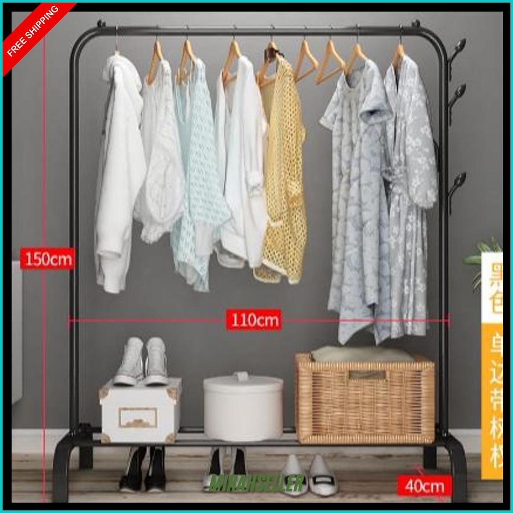 Stand Hanger Gawang Besi Kuat Putih Hitam Butik Display Gawangan Gantungan Baju Cod