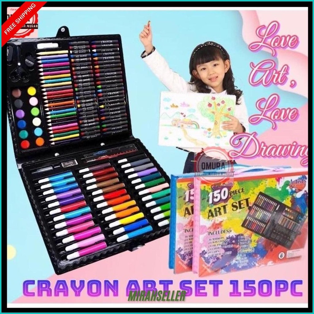 

Art Full Set Crayon 208 Pcs / Krayon Alat Lukis Anak Pensil Warna Cat Air Perlengkapan Mewarnai Set 150 Pcs Cod