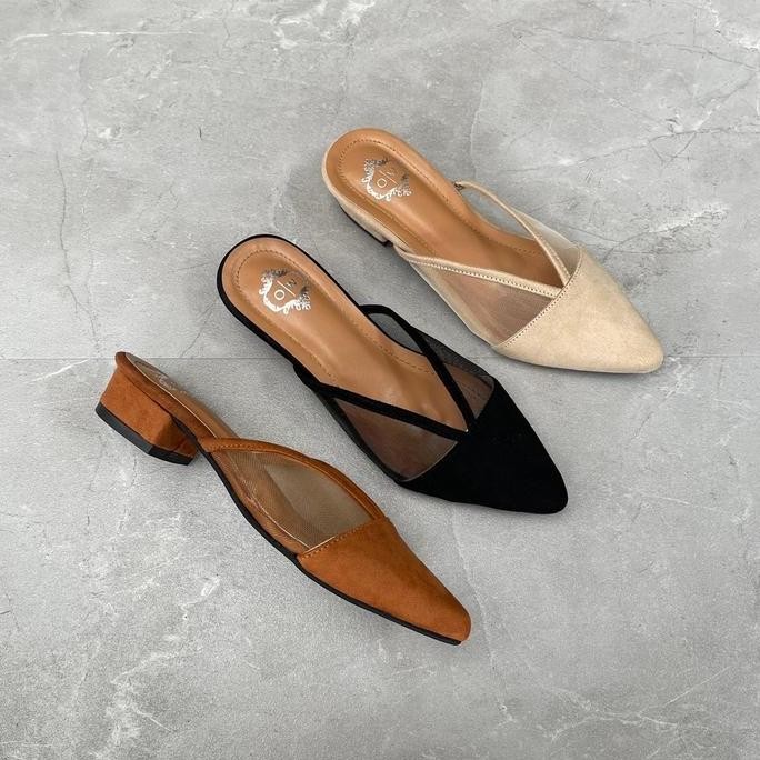 DB44>> Sepatu Mule Wanita Faduzzi Hak 3Cm Model SUNMI Sendal Perempuan Shoes Slip Resistant S sandal