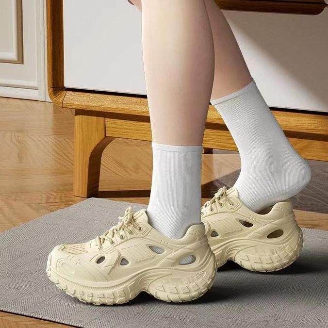 DF298>> Lateny Sepatu olahraga ringan Wanita Tebal Tinggi Casual Shoes Sneakers Putih Sport Cewek Ka