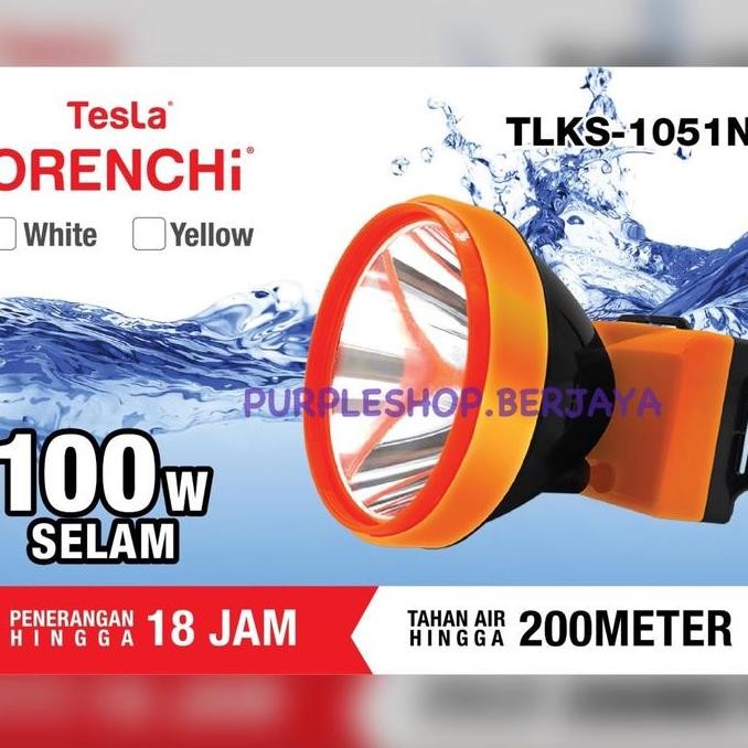 ORIGINAL TESLA Senter Kepala Cas Menyelam 100Watt tahan air hingga 200meter TLKS 1051N Kotak Putih