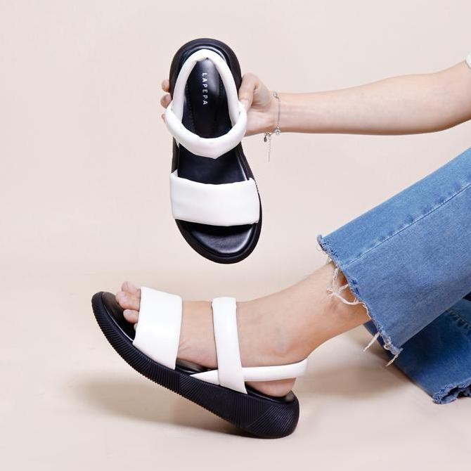 DF167>> Valerie All Colors Wedges | sandal platform wanita dua ban tali strap belakang kekinian semu