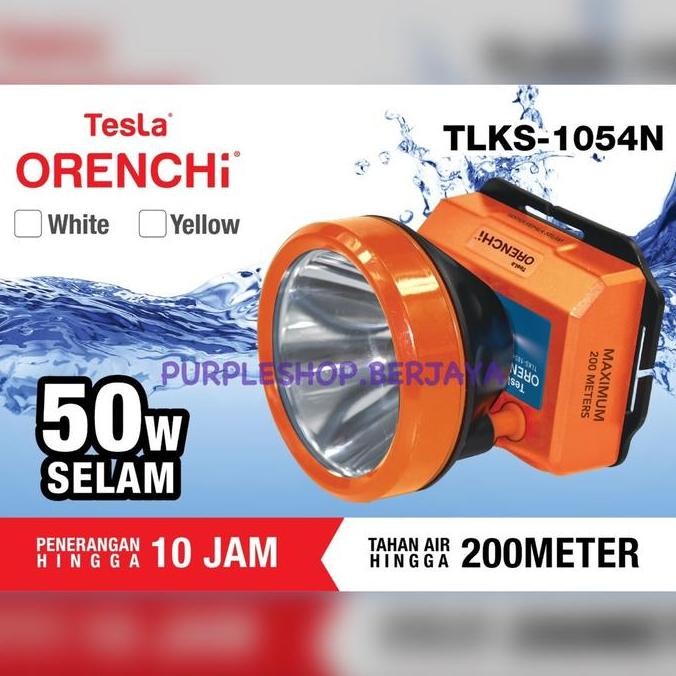 BEBAS ONGKIR - KEMASAN BARU Tesla Senter Kepala Cas 50Watt Menyelam tahan air hingga 200meter Tesla 
