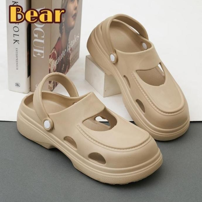 DF342>> Bear 2025 Sepatu Sandal Wanita Permata Platform Sandal Slop Cewek Size 36/37 - 40/41 Jelly K