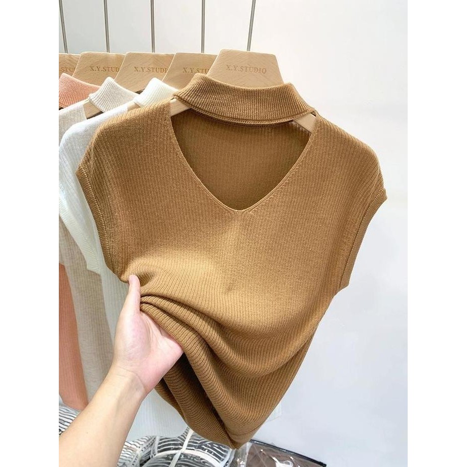 [PREMIUM]Berynette 0275 Atasan Rajut Import Premium Tanpa Lengan Wanita Top rajut Tangan vest Basic 