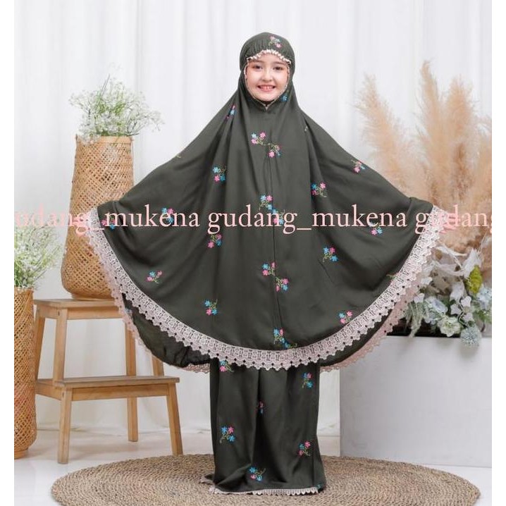 Mukena Anak Perempuan Melati Fatimah Series Rayon Bordir Anak Tanggung