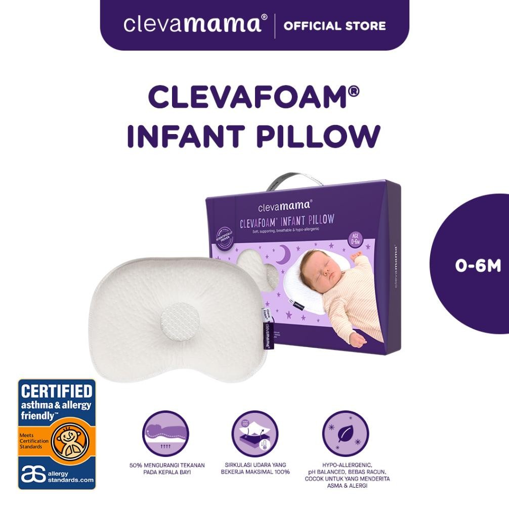 Clevamama Baby Clevafoam Infant Pillow - Bantal Anti Peyang Bayi 0-6 Bulan