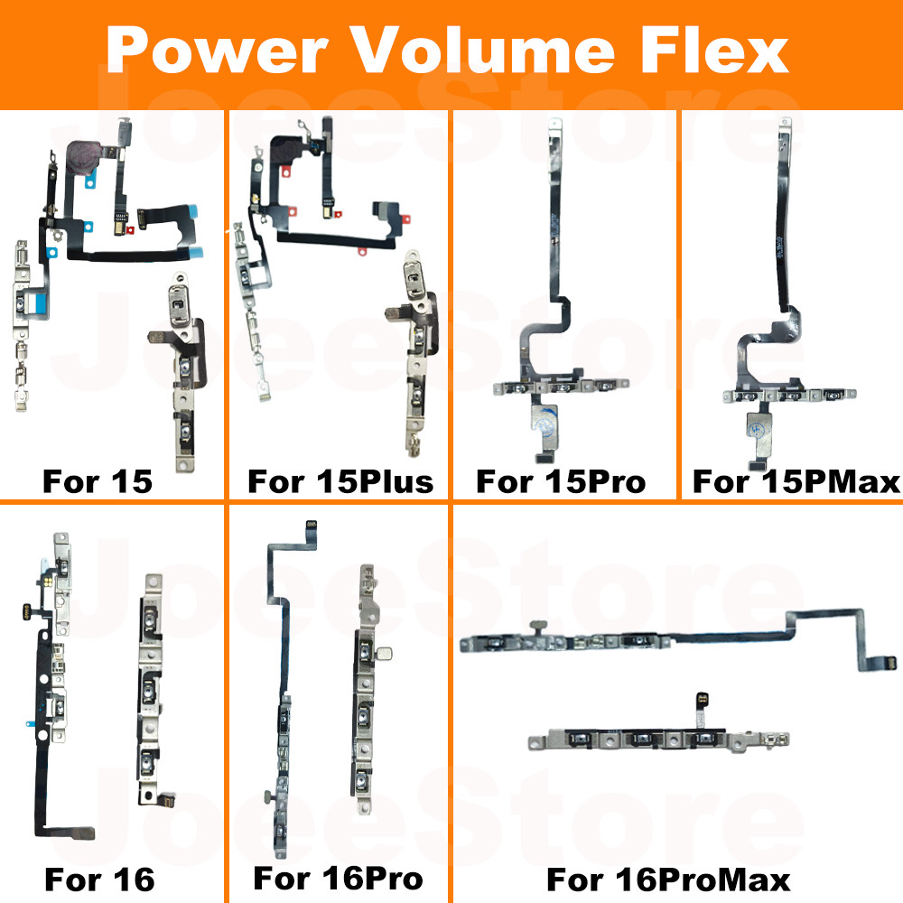 

1 pcs Tombol Volume Daya Bisu Sakelar Kabel Flex untuk iPhone 15 16 Pro Max Plus Tombol Volume Kontr