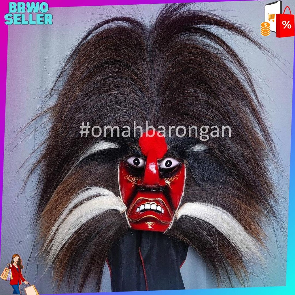 Topeng Ganongan Premium Full Bulu Kuda Asli Rambut Nyulak Terlaris