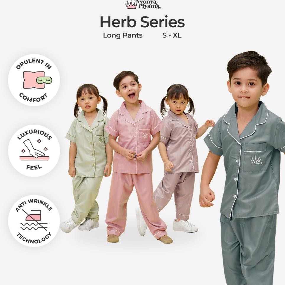 Nyonya Piyama Poly Bamboo Set Piyama Celana Panjang Anak Polos