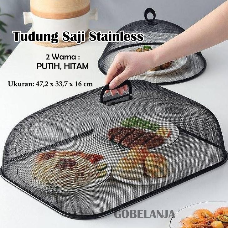 Tudung Saji Stainless Kotak Bulat Putih Estetik