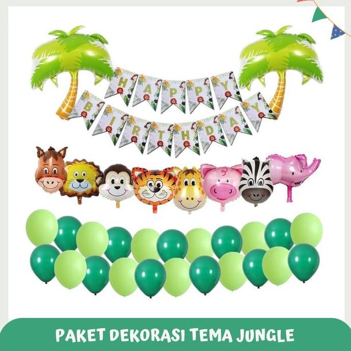 NEW Paket Dekorasi Ulang Tahun Anak Tema Jungle