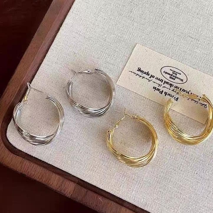 Ace Hoops Earring 925 Sier Jarum Anting Bulat Spiral Besar Elegan El Fashion Korea Giwang Anting Hij