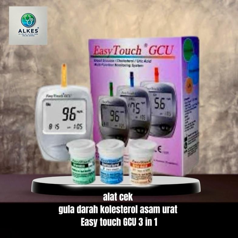 Easy Touch GCU 3 in 1 | Alat Cek Gula Darah Kolesterol Asam Urat  Alat Tes Digital Akurat & Original