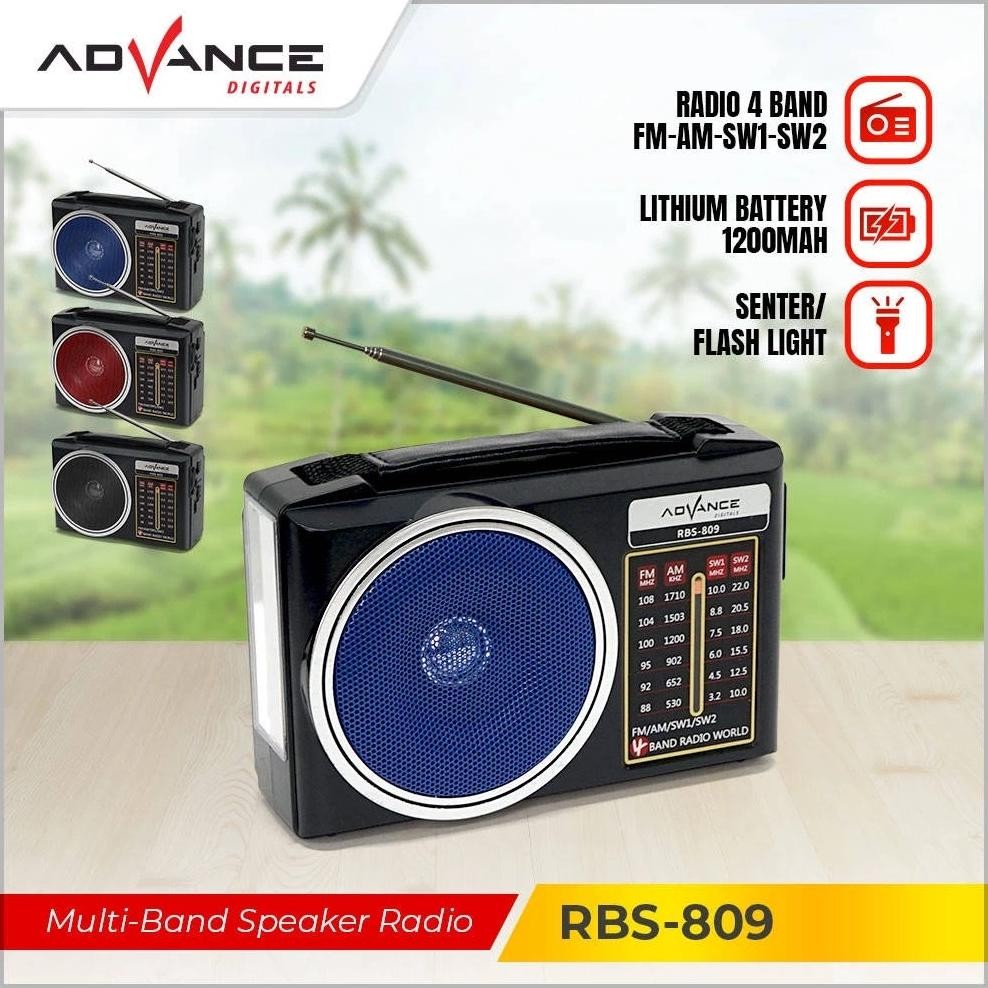 Advance RBS-809 Speaker Radio Jadul + Senter/ Radio Jadul Radio AM/FM/SW bisa di charger