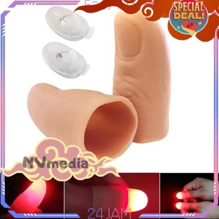 Cod 2Pcs/Set Sulap Jempol Led Menyala Lampu Jempol Alat Jempol Palsu Sulap Alat Sulap Jari Untuk Sul