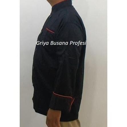 Jumbo Seragam Baju Chef Baju Koki Hitam Lengan Panjang Size Xxl Jumbo