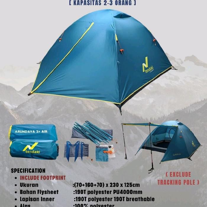 OGO tendaki arundaya 2 air tenda dome kapasitas 2 - 3 orang + footprint