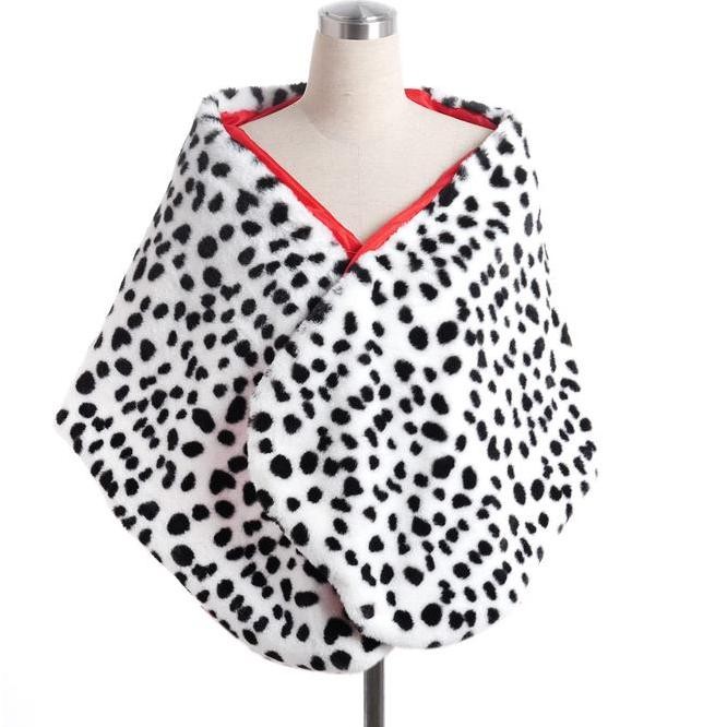 HALITAUTRENDS HALLOWEEN CRUELLA DE VIL COSPLAY COSTUME FEMALE SEXY SUSPENDER DRESS PLUSH CAPE SET BA