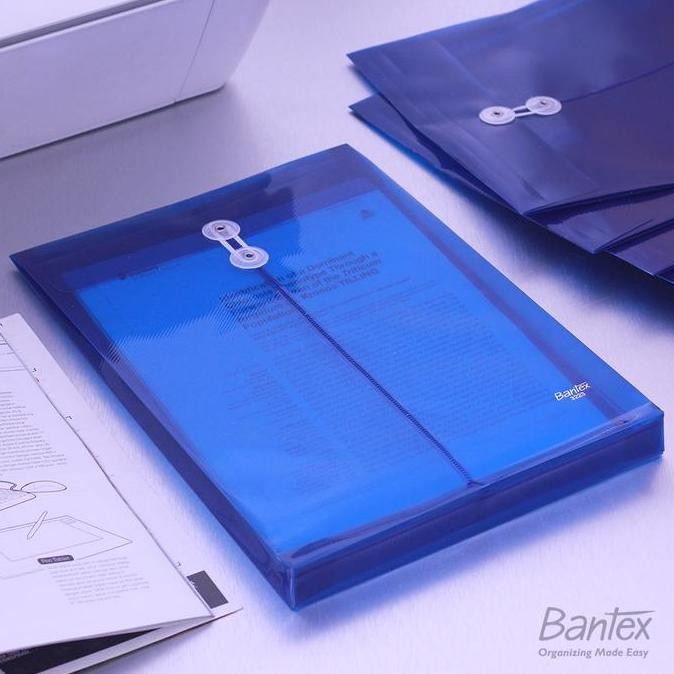 

PROMO - 2 Pcs Map Plastik Tali Bantex Folio F4 Trendy String Envelope Portrait 22 0 Blue