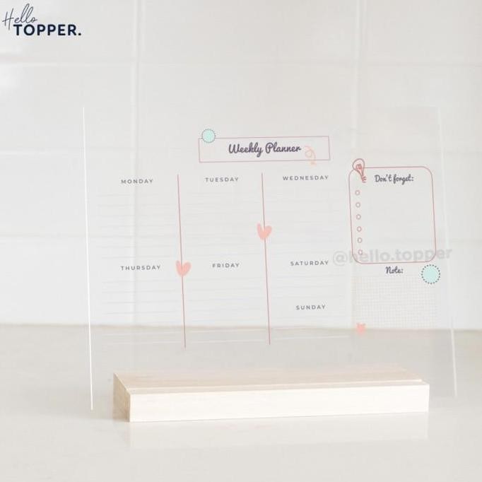 

TERBARU - Acrylic Weekly Planner Desk Meja Standing Planner Cute