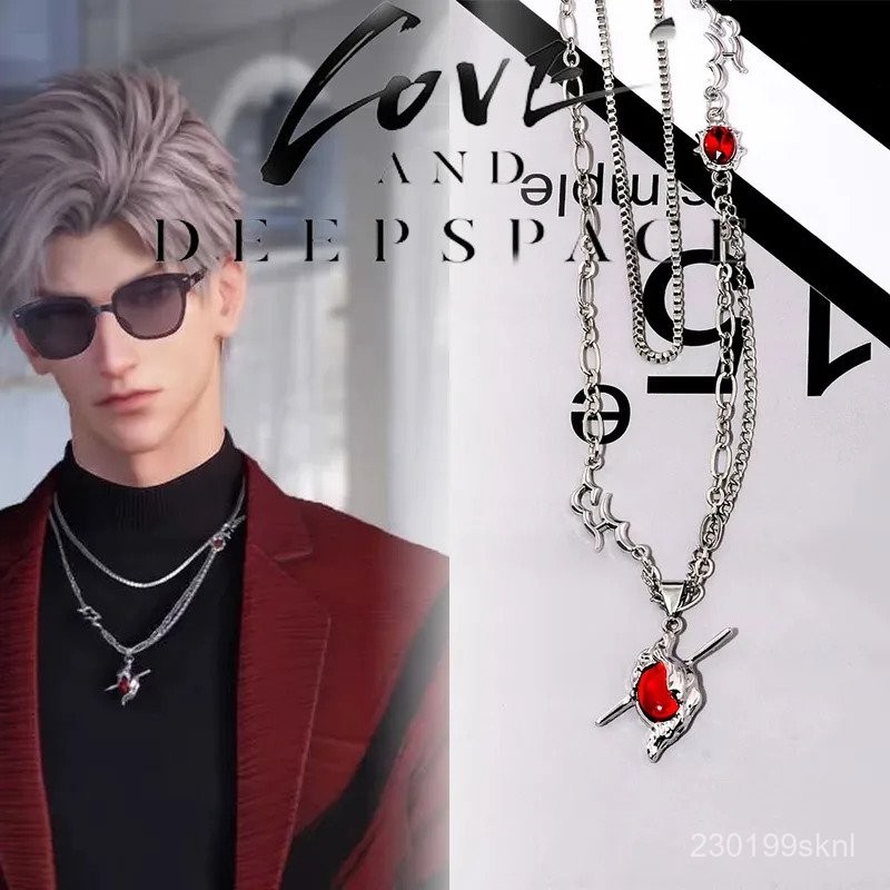 Game Love and Deepspace Sylus Cosplay Necklace Arrow Through Heart Pendant Necklace Jewelry Choker A