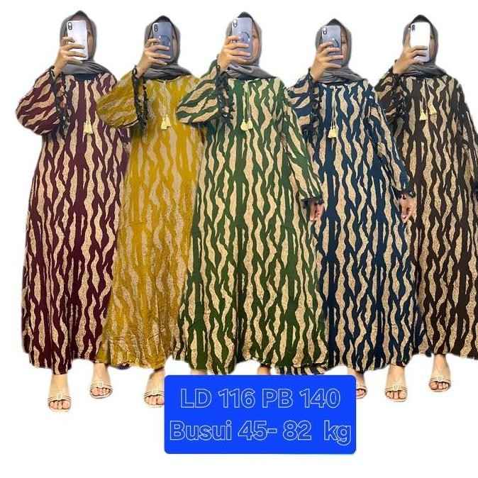 Gamis Batik Jumbo Rayon Twill Premium Busui Friendly Model Terbaru LD 115  Pb 137-140 cm Panjang Wan