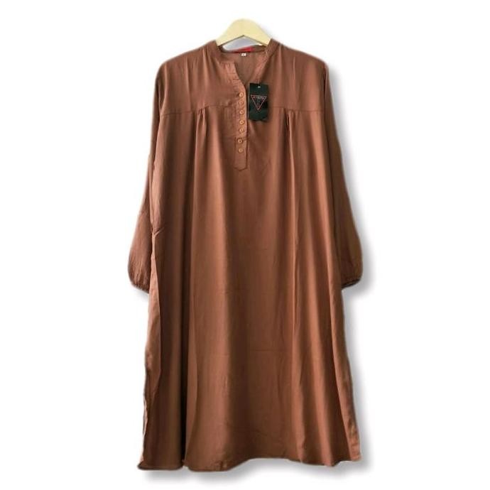 Atasan Muslim Wanita Tunik Katun Rayon polos JUMBO deres hijau tosca JS