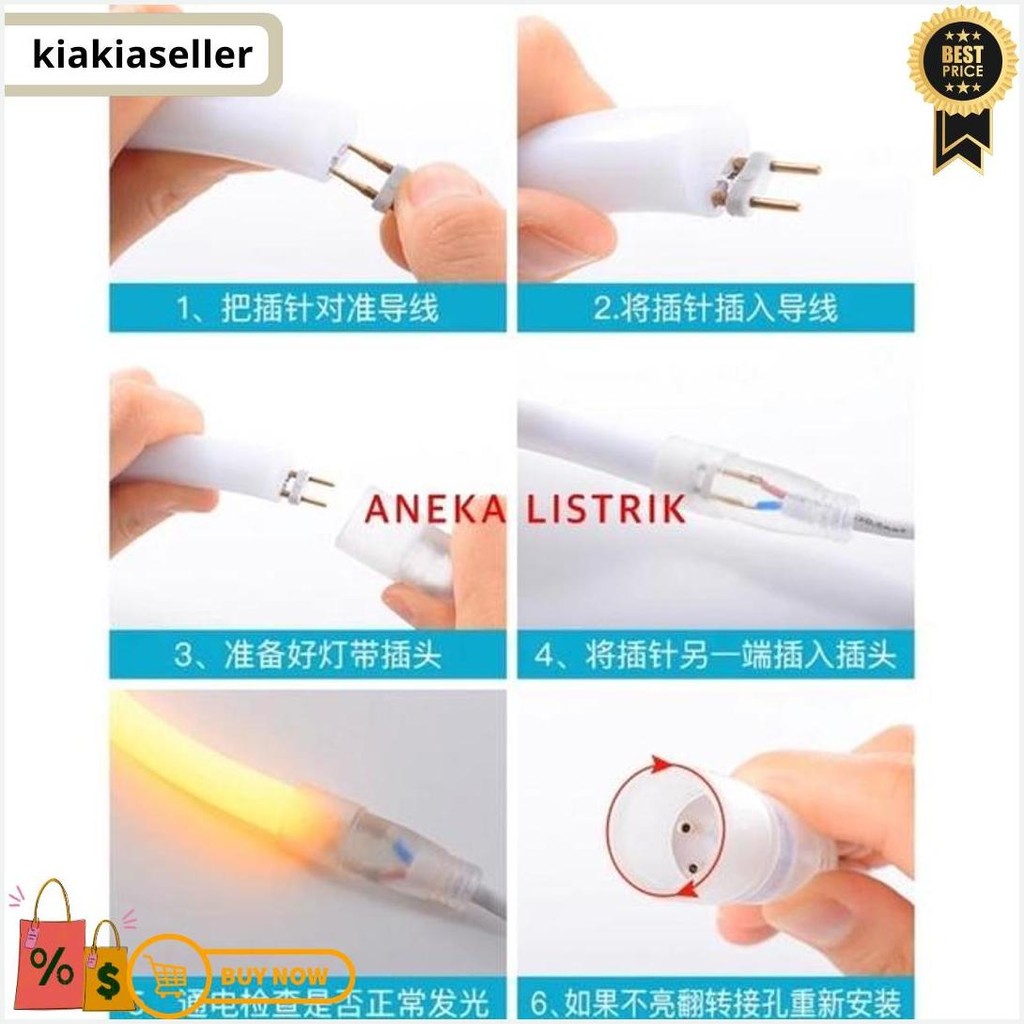 Paket Lampu Strip Led Neon Flex 360 Bulat Waterproof / Neon Flex 360 Derajat Outdoor / Lampu Plafon 