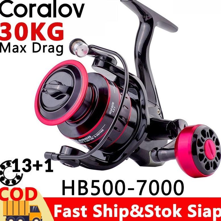 TERMURAH Hadiah GratisABU Garcia Coralov Fishing Reel HB 500-7000 Reel Pancing Power Handle Max Drag