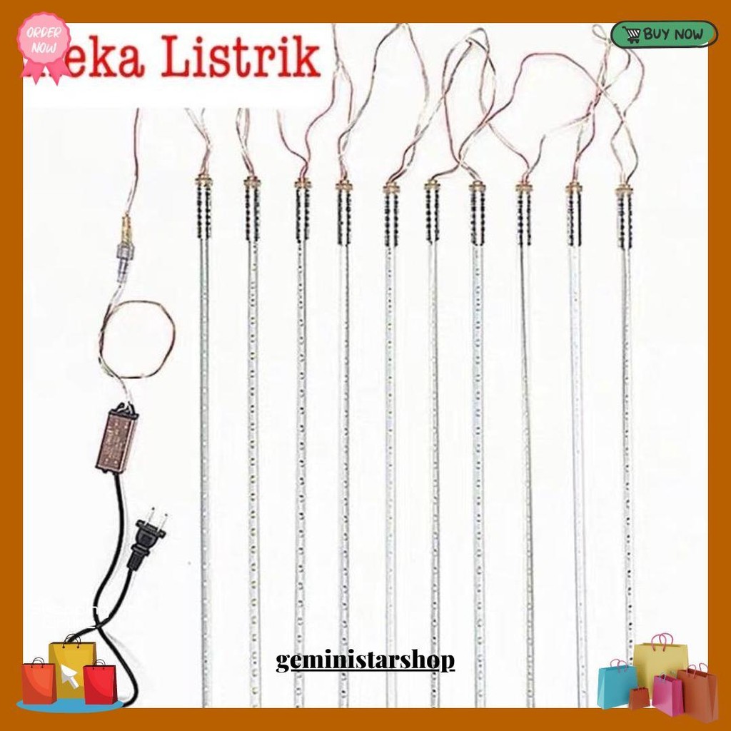 Lampu Meteor Led Hujan 7Warna 50Cm Rgb 1Set 10Batang Full Colour Jatuh Rain Snow Taman Hias Siap Kir