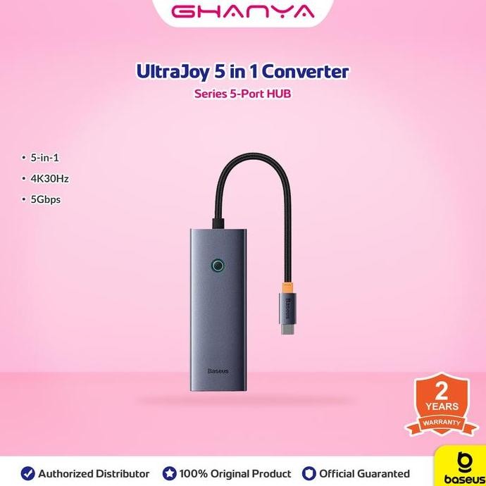 NEW Baseus HUB UltraJoy 5 in 1 Converter Type C to HDMI 4K 60HZ 4 Port USB 3.0 Original Ori Adapter 