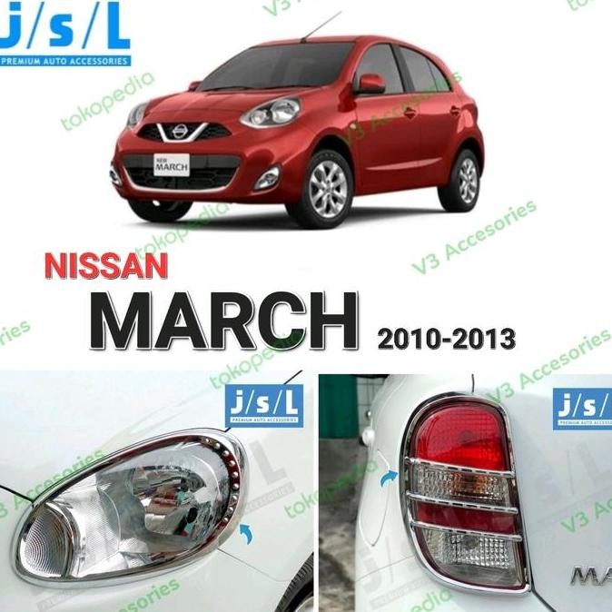 TERMURAH - Paket garnish lampu depan belakang NISSAN MARCH 2010-2013 Chrome JSL