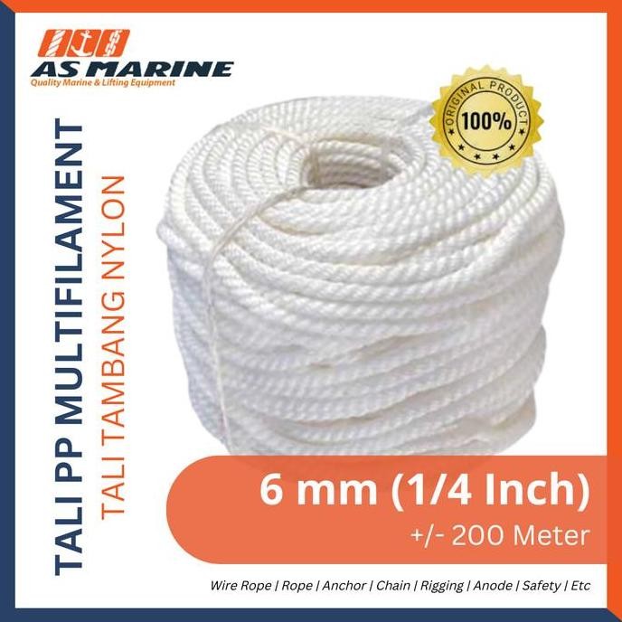 

KINGROPE Tali Tambang Nilon / Nylon PP Multifilament 6 mm /4 Inch 220 Meter Strand - Roll