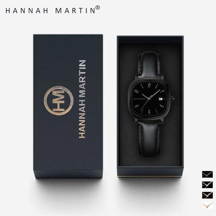 Hannah Martin 1651 Jam Tangan Wanita 100% Original Korean Model Keren Quartz Cewek Kulit Anti Air Wo