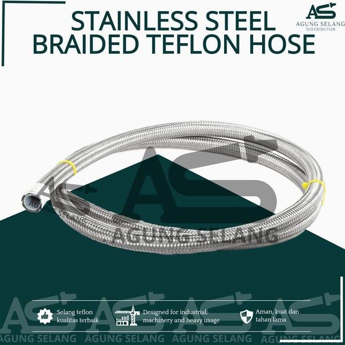 TERLARIS - Selang Tlon PTFE Stainless ided /8" Heavy Duty Chemical ID mm