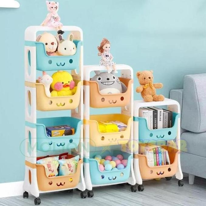 BEBAS ONGKIR - Rak Mainan Anak Rak Dapur/Kamar Mandi Tempat Penyimpanan Mainan Rak Roda 4 Susun / Ra