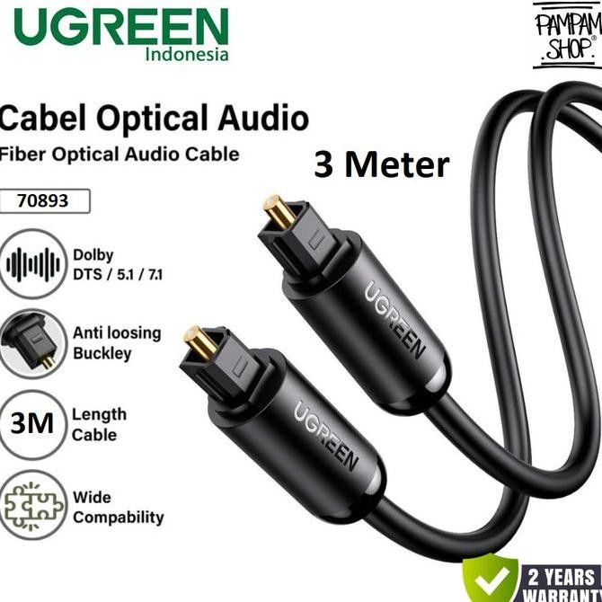 DB176 }} UGREEN 70893 Kabel Toslink Digital Optical SPDIF Audio 3M 3 Meter Fiber Optic Cable for PS 