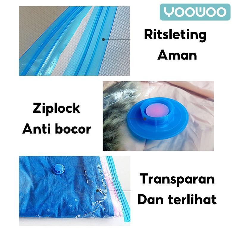 YooWoo Plastik Vacuum Baju / Travel Packing / Plastik Ziplock / Vacuum Baju Traveling / Plastik Pack