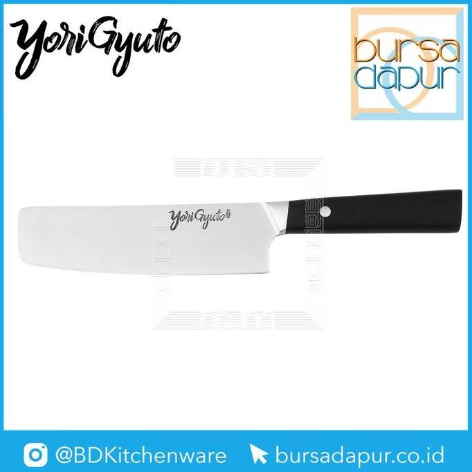 TERBARU - Yori Gyuto Nakiri (Mini-Chopper) Knife 17 cm / Pisau Stainless Steel Gagang Hitam
