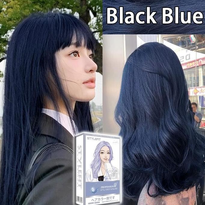 Black Blue Pewarna Rambut Penghitam Rambut Permanen Tanpa bleaching Cat Rambut Hair Color Warna Ramb