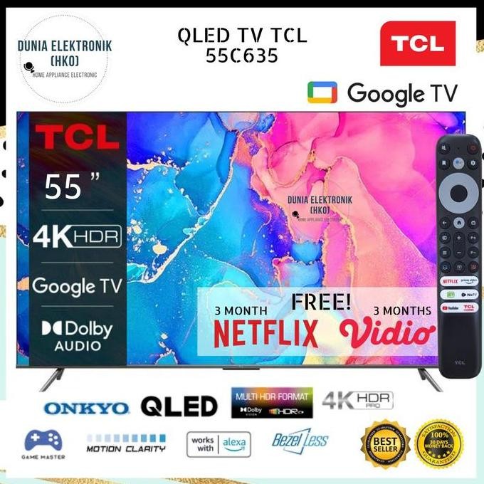 TERMURAH - QLED TV TCL 55C635 C635 GOOGLE TV 55 INCH 55" SMART TV 55 INCH 4K UHD