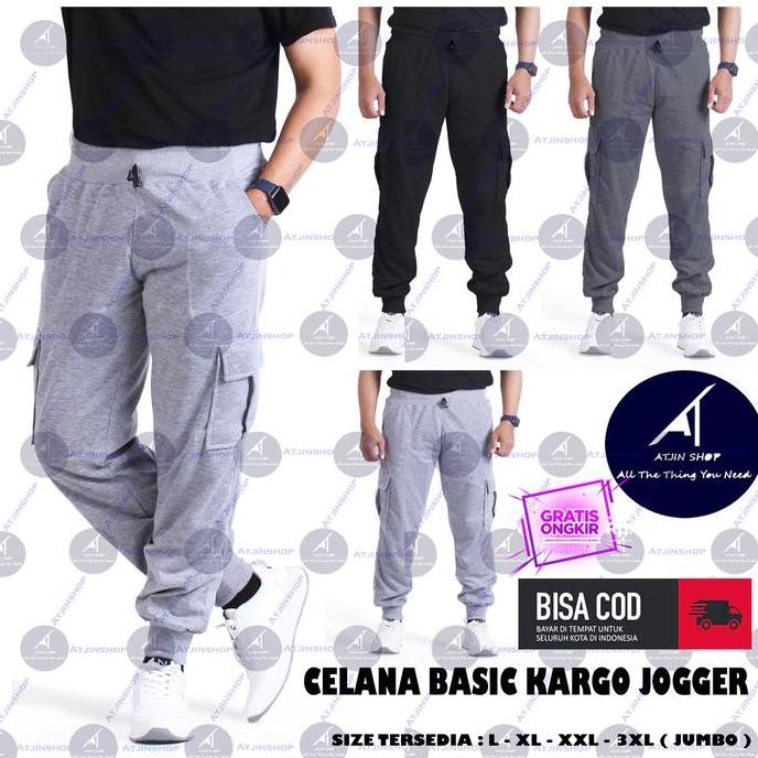 Atjin -Celana Joger Jogger Pria Model Cargo Kargo Korea