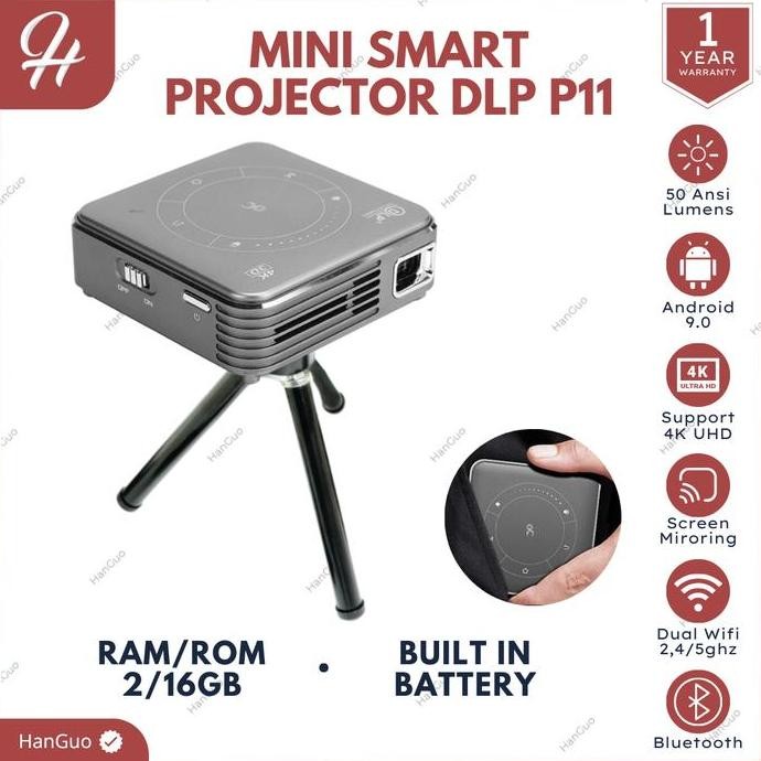 BEBAS ONGKIR - DLP P11 Mini Projector Android | Projector DLP P11 Android 9 Miracast