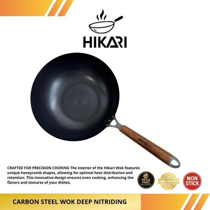 PWH HIKARI WOK CARBON STEEL WAJAN HITAM  UKURAN 32 cm