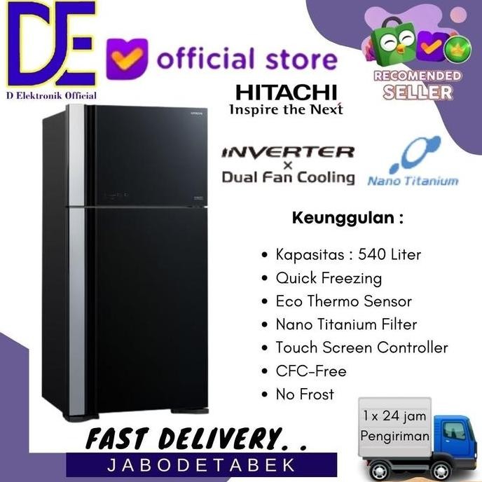 TERLARIS - PROMO KULKAS HITACHI 2 PINTU R-VG70PGD7-GBK RVG70PGD7GBK RVG70PGD7