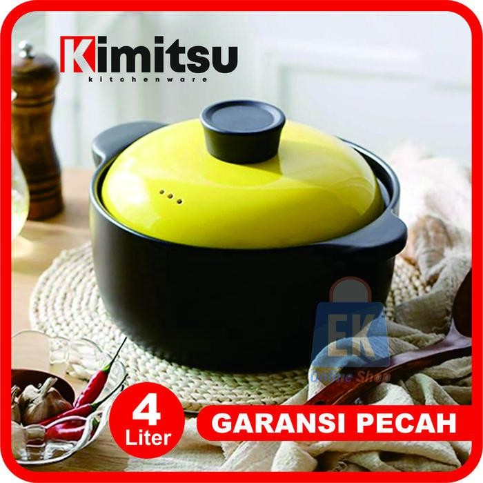 PWH Panci Keramik Tahan Api 4 Liter KIMITSU Q8829-1 | Panci Casseroles | Panci Obat | Panci Sapo | P