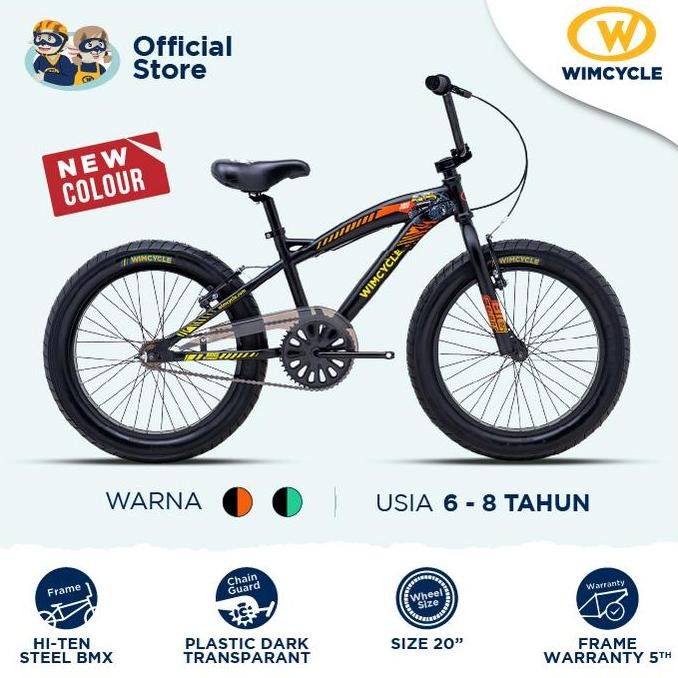 TERBARU - Sepeda Anak BMX 20" Wimcycle Big Foot 20 Road Series - Black Red