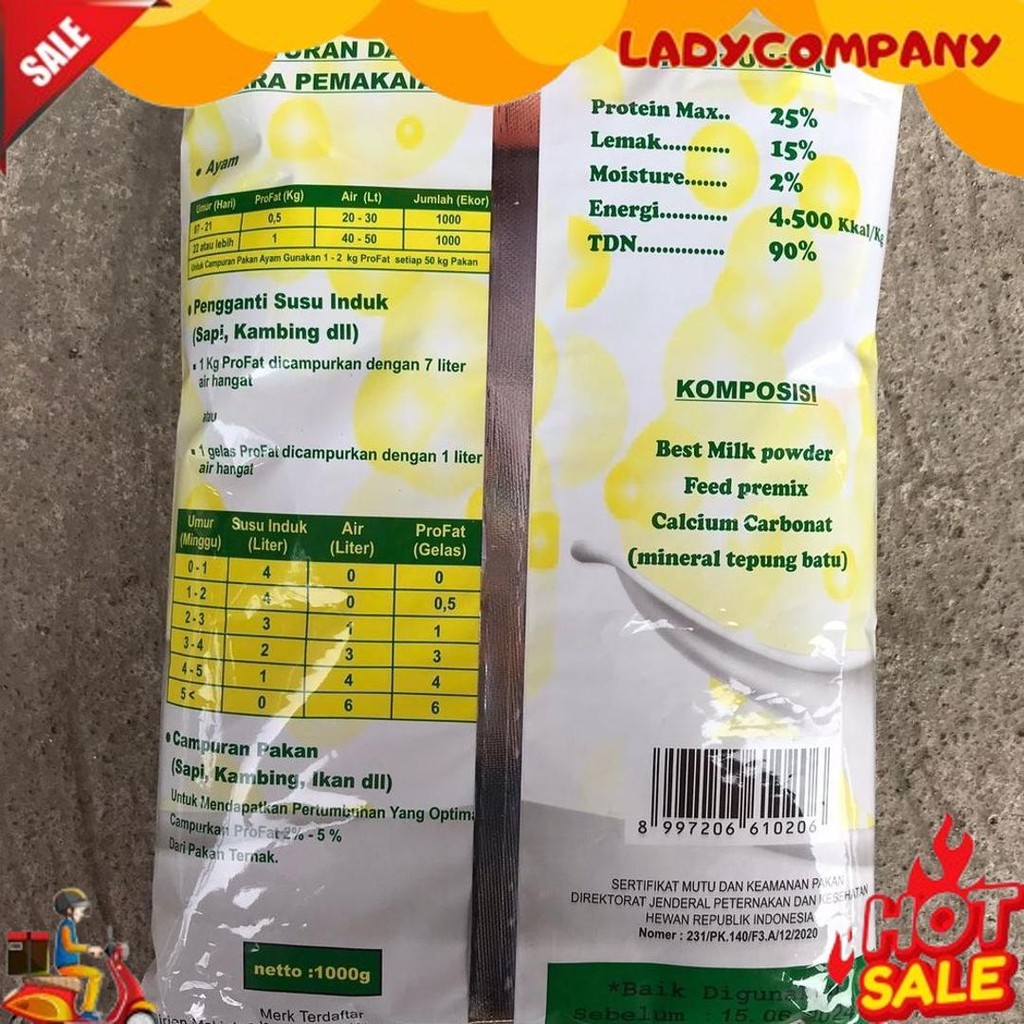 Teratas PROFAT 1 KG SUSU FORMULA HEWAN Pengganti susu Indukan hewan ternak sapi,kuda,kelinci,ayam,ik